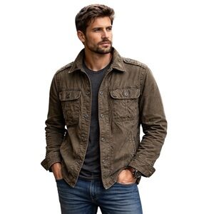 Jeremiah Men’s Olive Field Jacket | Rugged Utility Military Workwear Coat Small